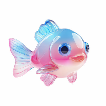 Illustration of a cute cartoon fish isolated on a white background.の写真素材