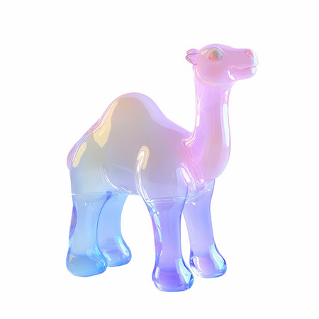 3d rendering of a camel made of glass isolated on white backgroundの写真素材