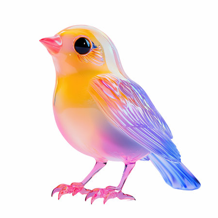 Colorful bird isolated on white background with clipping path. 3D illustration.の写真素材