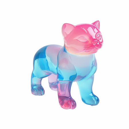 pink cat isolated on white background. 3d render illustration.の写真素材