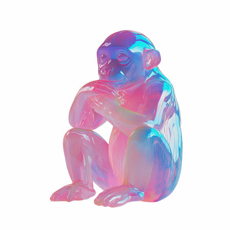 Gorilla on white background. 3d rendering. Computer digital drawing.の写真素材