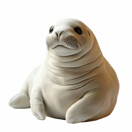 Elephant seal isolated on white background with clipping path. Animal statue.の写真素材