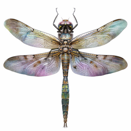 Dragonfly isolated on white background with clipping path. 3D illustration.の写真素材