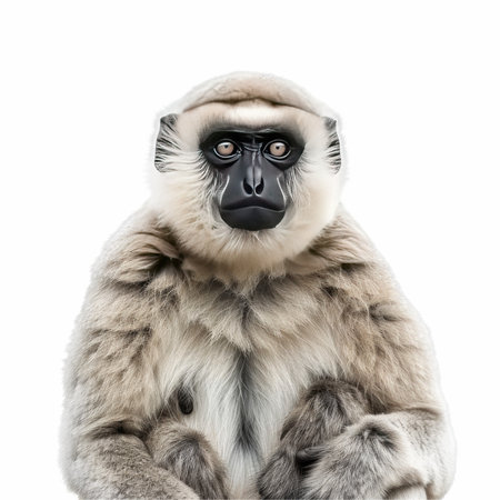 Ring-tailed lemur, Lemur catta, isolated on white backgroundの写真素材