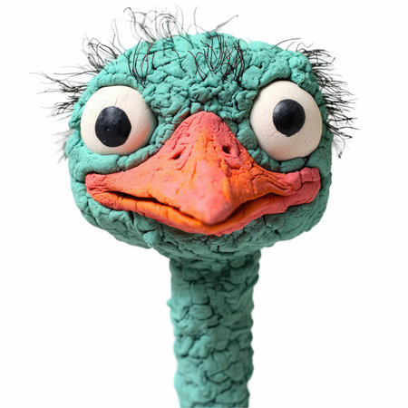 close up of a funny cartoon turkey on white backgroundの写真素材