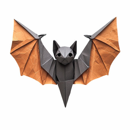 Paper bat origami isolated on white background. 3d illustration.