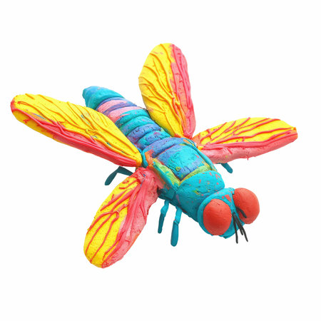 Colorful plasticine insect isolated on white background with clipping path.の写真素材