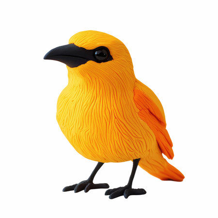Yellow bird isolated on a white background. 3d render and illustration.の写真素材