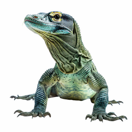 Green iguana isolated on white background, clipping path includedの写真素材