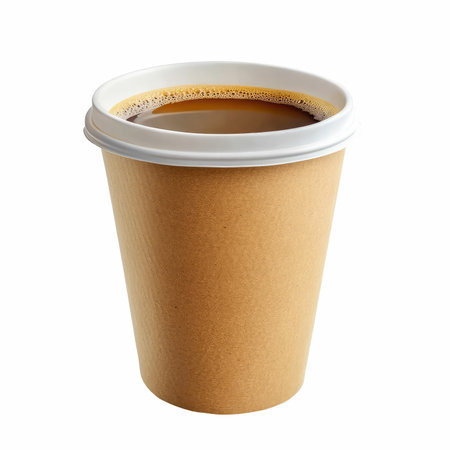 Paper cup of coffee isolated on white background. Clipping path included.の写真素材