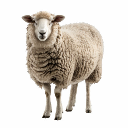 Sheep isolated on white background. Clipping path included for easy editing.の写真素材