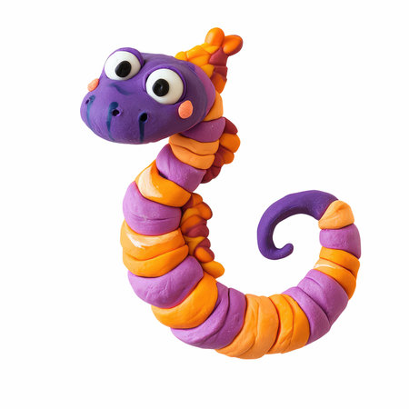 Funny plasticine dragon isolated on white background. 3d rendering.の写真素材