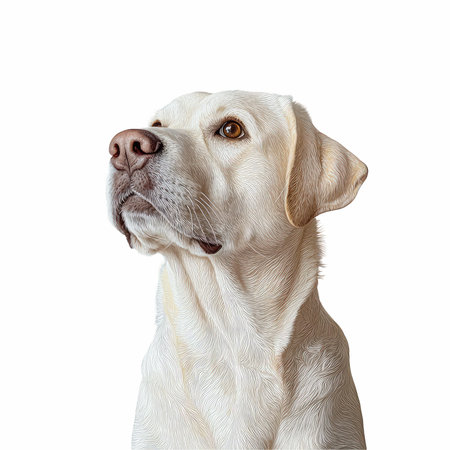 Labrador retriever dog isolated on white background. Studio shot.の写真素材