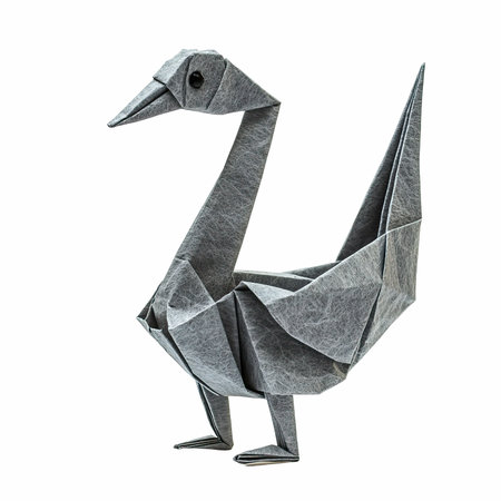 Paper origami swan isolated on white background. Clipping Pathの写真素材