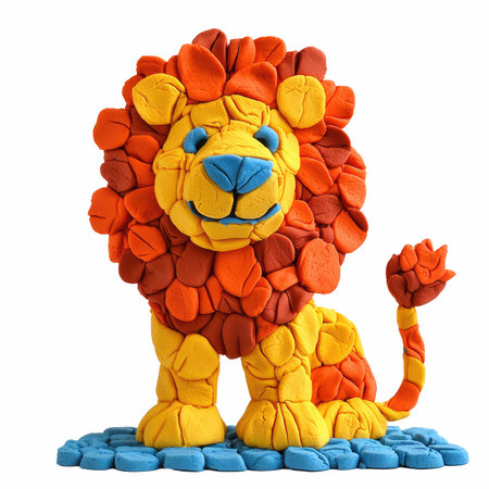 lion made of plasticine isolated on white background. 3d illustration.の写真素材