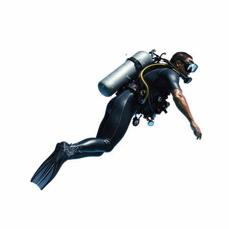 Scuba diver isolated on a white background. 3d illustration.の写真素材