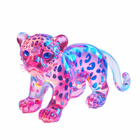 3D digital render of a pink leopard isolated on white backgroundの写真素材