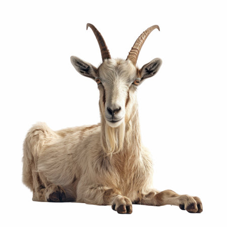 Portrait of a goat isolated on a white background with clipping pathの写真素材