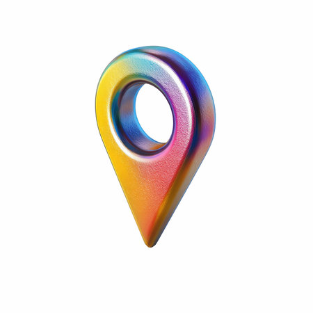3d rendering of colorful map pointer icon isolated on white background.の写真素材