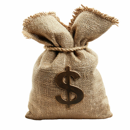 Money bag with dollar sign isolated on white background with clipping path.の写真素材