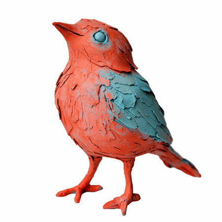 3D digital render of a little red bird isolated on white backgroundの写真素材