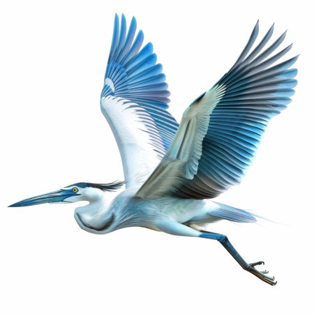 3D rendering of a great blue heron isolated on white backgroundの写真素材