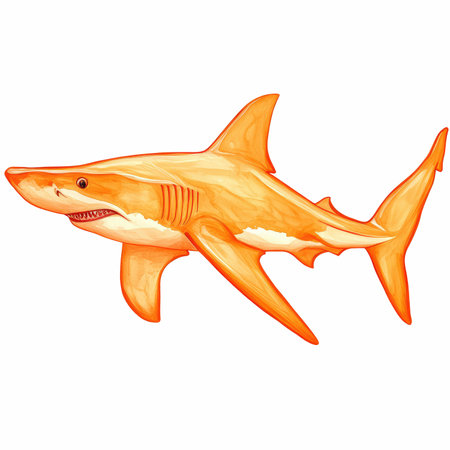 Illustration of a shark isolated on a white background. Drawing by hand.の写真素材