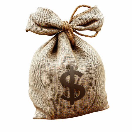 Money bag with dollar sign. Isolated on white background with clipping pathの写真素材