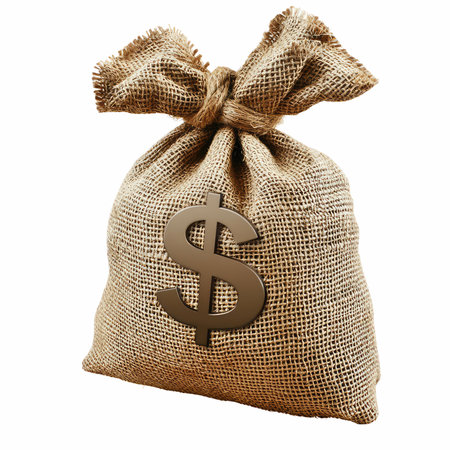 Money bag with dollar sign isolated on white background. 3d illustration.の写真素材