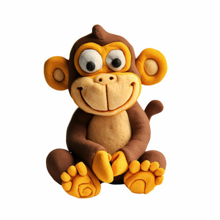 toy monkey isolated on white background. Clipping path included.の写真素材