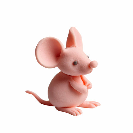 Pink toy mouse isolated on white background. Clipping path included.の写真素材