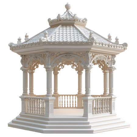 White gazebo isolated on white background. 3d renderの写真素材