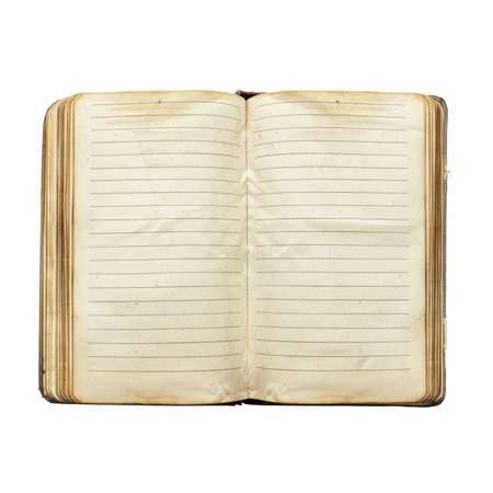 Old paper book isolated on white background with clipping path for design.の写真素材