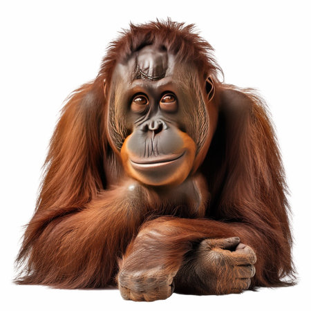 3D rendering of an orangutan isolated on white background.の写真素材