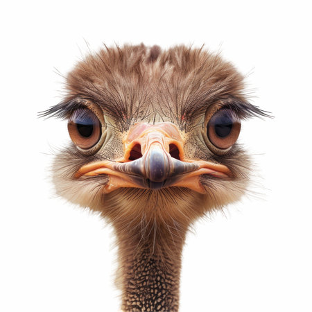 Ostrich isolated on white background. Close-up portrait.の写真素材