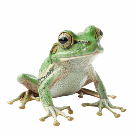 European tree frog, Polypedates leucomystax, isolated on white