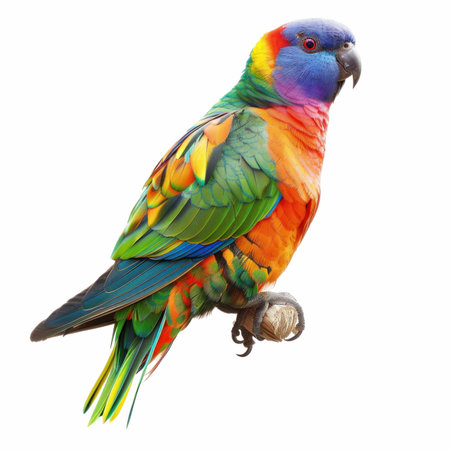 Rainbow Parrot isolated on white background, clipping path included.