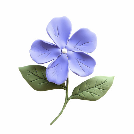 Beautiful blue flower with green leaves isolated on white background, clipping path includedの写真素材