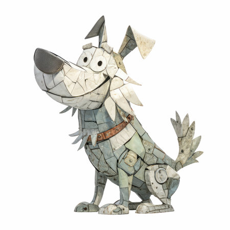 3D digital render of a cute cartoon dog isolated on white backgroundの写真素材