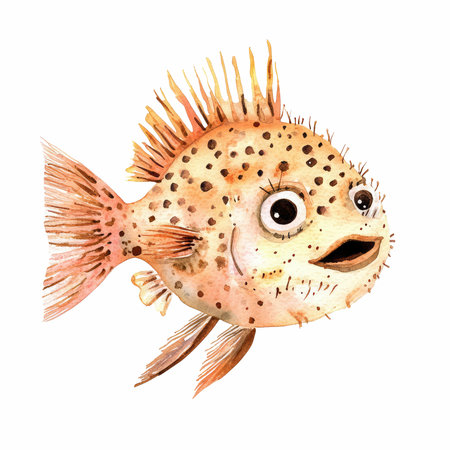 Watercolor fish isolated on white background. Hand-drawn illustration.の写真素材