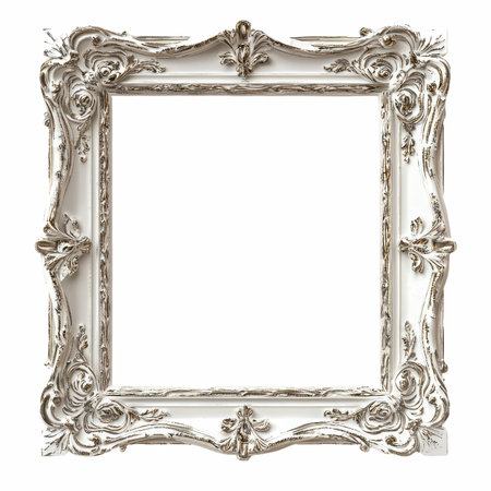 Old antique silver frame isolated on white background. Clipping path included.
