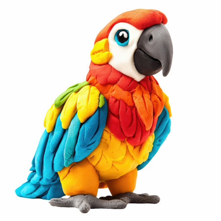 Colorful macaw parrot isolated on white background with clipping pathの写真素材