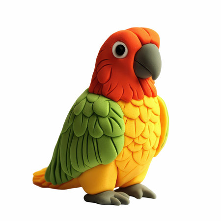 3d rendering of a colorful parrot isolated on white background.の写真素材
