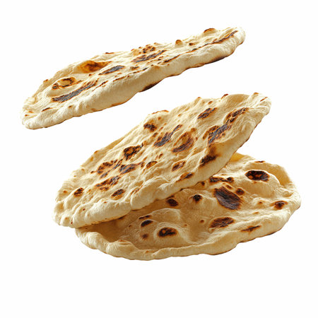 Indian flatbread isolated on white background. Clipping path included.