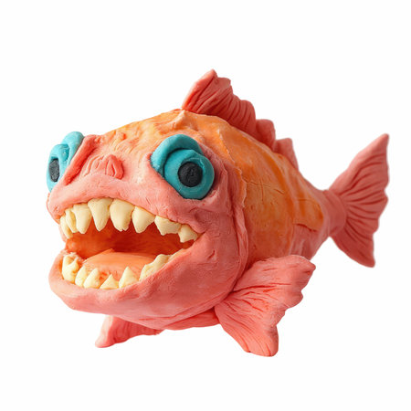 Funny toy fish isolated on white background. Clipping path included.