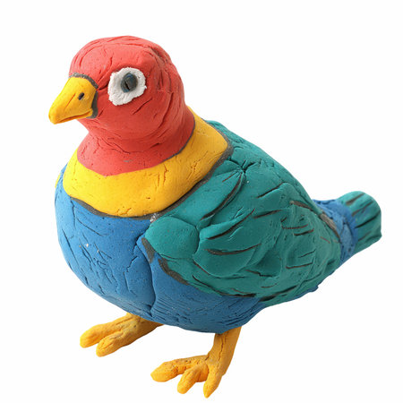 Colorful toy parrot isolated on white background with clipping path.の写真素材
