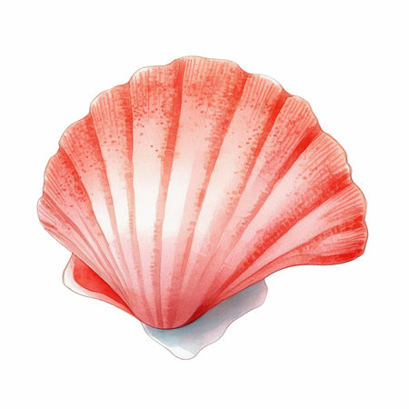 Watercolor seashell isolated on white background. Hand drawn illustration.