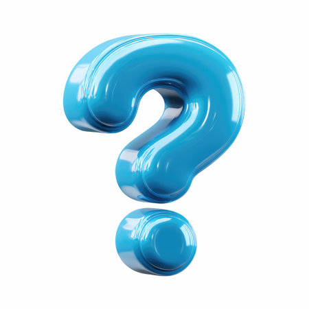 This stunning blue metallic question mark symbol features a glossy 3D render, perfect for modern design projects and creative expressions.の写真素材