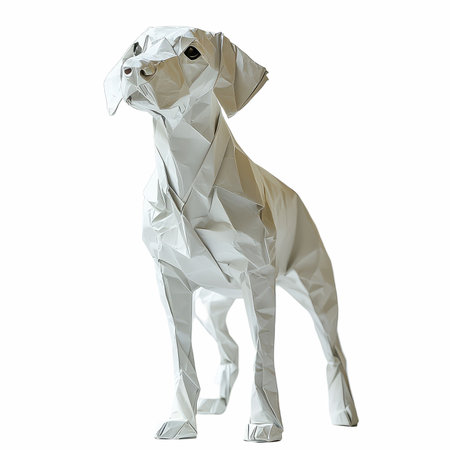 Paper dog isolated on white background. 3D illustration. 3D rendering.の写真素材