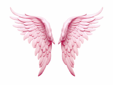 Realistic pink wings isolated on white background. 3d vector illustration.